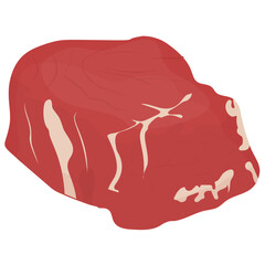 
A red meatloaf with white fatty substance on it depicting chunk steak 
