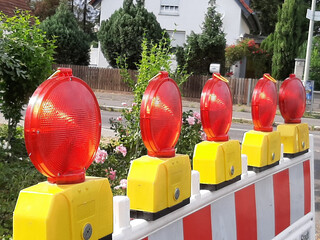 traffic warning lights on road