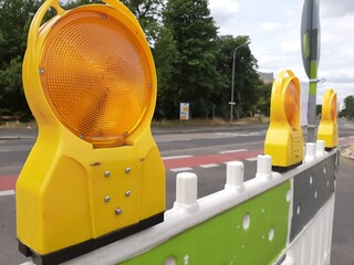 traffic warning lights on road