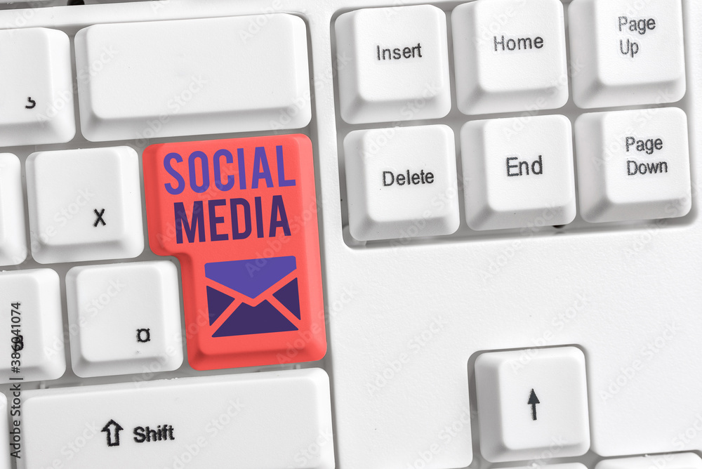 Poster handwriting text social media. conceptual photo online communication channel networking microbloggin