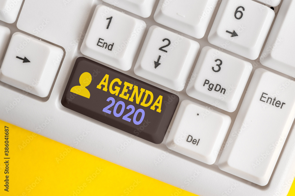 Poster handwriting text agenda 2020. conceptual photo list of activities in order which they are to be take