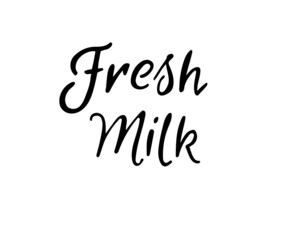Fresh milk text, hand drawn lettering illustration. Vector hand drawn illustration.