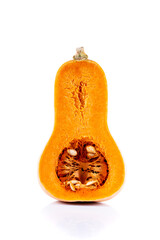Ripe butternut squash on white background