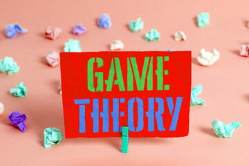 Text sign showing Game Theory. Business photo showcasing branch of mathematics concerned with...