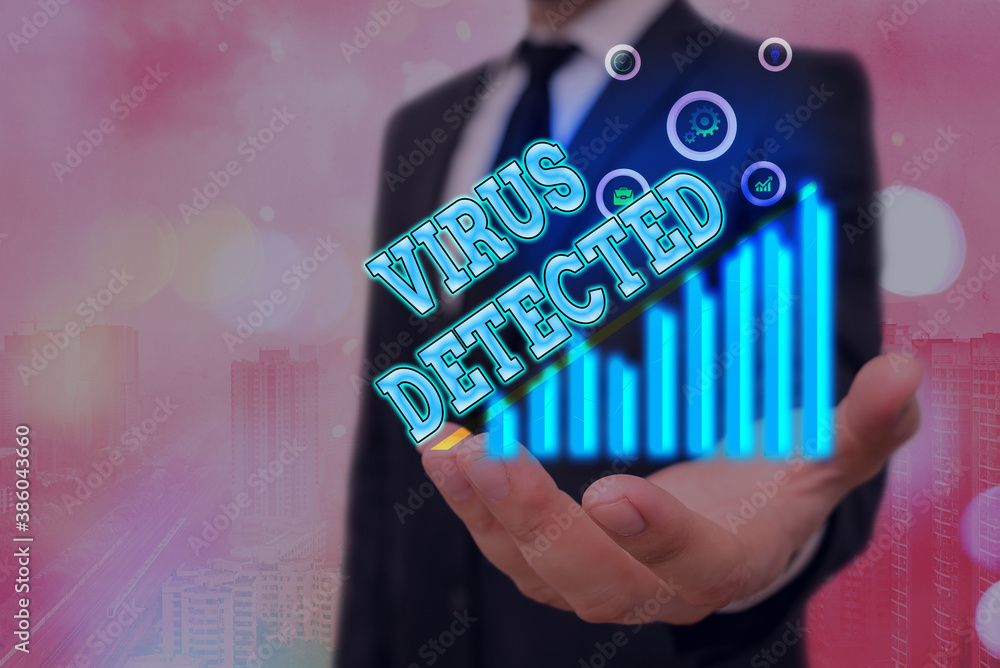 Poster handwriting text writing virus detected. conceptual photo a computer program used to prevent and rem