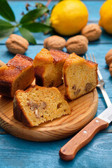 Homemade walnut cake servings