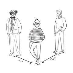 Men and woman wearing medical masks.People keeping distance for infection risk.Social distancing.Wearing medical mask for prevent virus Covid-19 Coronavirus.