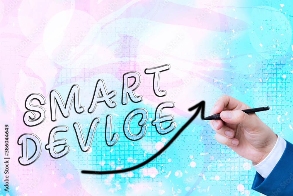 Poster text sign showing smart device. business photo showcasing electronic gadget that able to connect sha