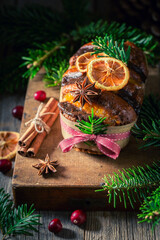 Closeup of orange gingerbread cake for Christmas