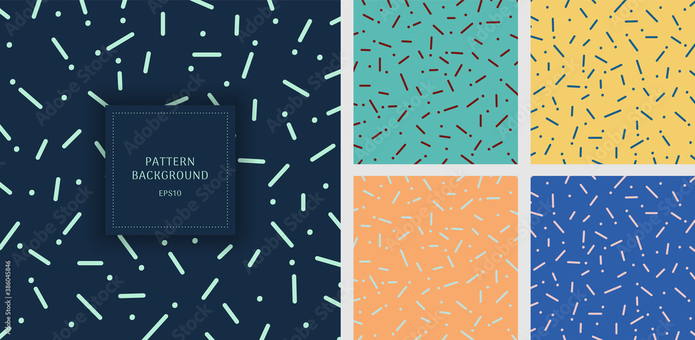 Poster set of abstract rounded line and dot pattern background