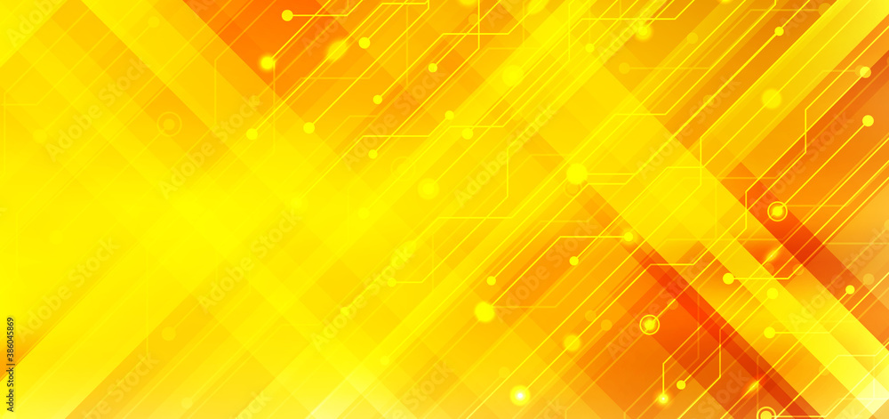 Poster abstract business technology structure circuit computer diagonal stripes yellow and orange gradient 