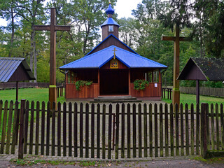 a wooden church built in 1846, the Orthodox church of the holy Maccabees in the Krynoczka...