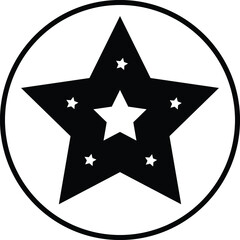 Vector image of small white stars inside a large star in a circle