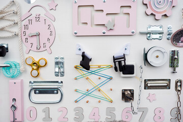 children's educational Board, various tactile elements