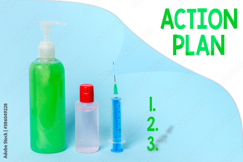 Poster writing note showing action plan. business concept for list of things or schedule to be made thia cu