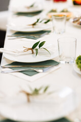 elegant holiday table setting. decorated table. selective focus.