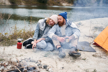 Couple in love talking with each other