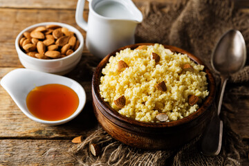 Millet porridge in the bowl