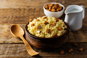 Millet porridge in the bowl