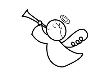 ラッパを吹く天使(線画)