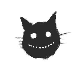smiling black cat, ink drawing