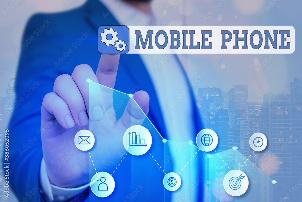 Poster word writing text mobile phone. business photo showcasing a handheld device used to send receive cal