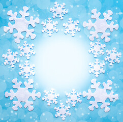 Fototapeta na wymiar Christmas card with a place for text. winter composition of snowflakes