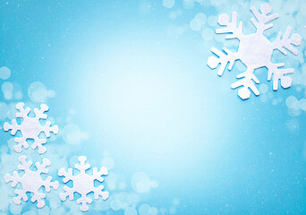 Christmas card with a place for text. winter composition of snowflakes