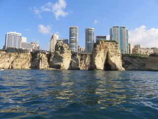Pigeon Rock in Beirut, Lebanon