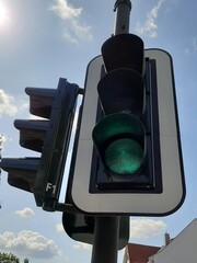 traffic warning lights on road
