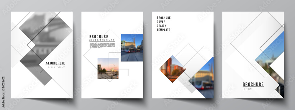 Aufkleber vector layout of a4 format cover mockups design templates with geometric simple shapes, lines and ph