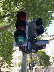 traffic warning lights on road