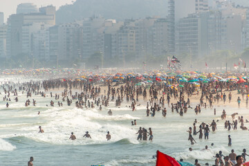 Copacabana beach full during the coronavirus pandemic in Rio de Janeiro, Brazil