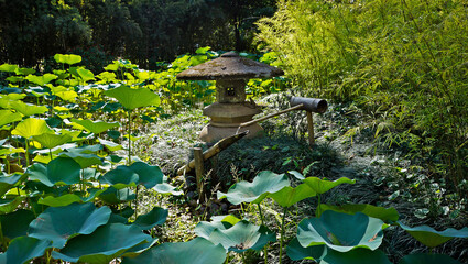 Stone lantern on japanese garden, Rio de Janeiro, Brazil