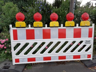 traffic warning lights on road