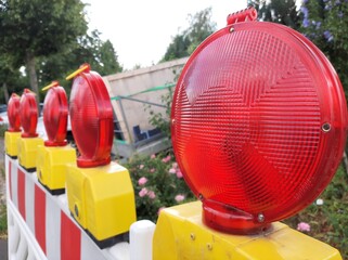traffic warning lights on road