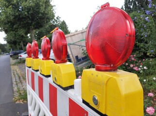 traffic warning lights on road