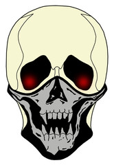 Covid 19 image of a masked skull from covid 19