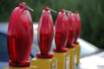traffic warning lights on road