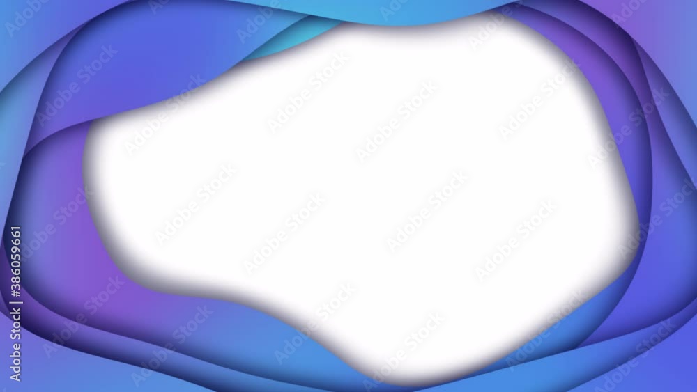 Poster blue and purple plastic shapes. abstract animated background in a 3d frame. waves of paper cuts. the
