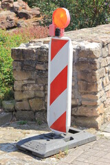 traffic warning lights on road