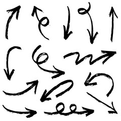 doodle design elements. hand drawn arrows isolated on white background. Vector illustration.