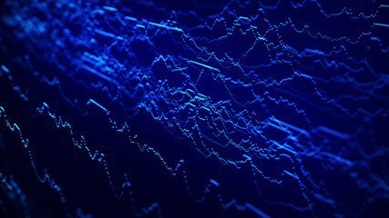 Trading chart on a dark background. binary options. line graph with big date. 3d rendering