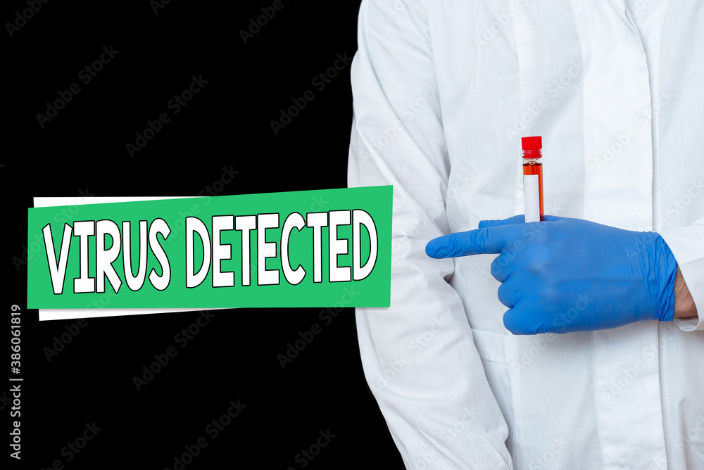 Poster writing note showing virus detected. business concept for a computer program used to prevent and rem