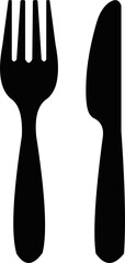 Vector illustration of black silhouette of a fork and a knife