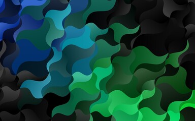 Dark Blue, Green vector pattern with lines, ovals.