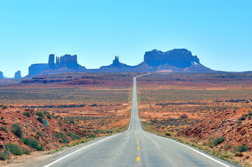 Desert Highway Leading to Monument Valley Navajo Tribal Park, Arizona-USA