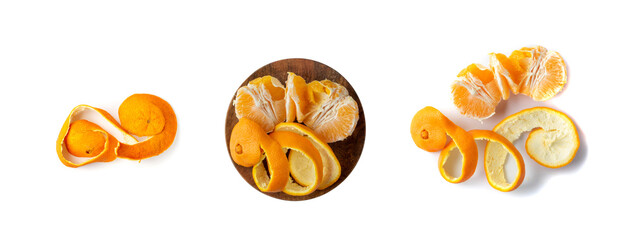 Dry Orange Peel or Zest Isolated on White Background