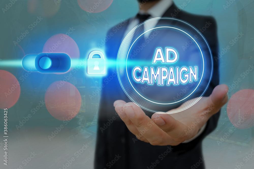 Poster text sign showing ad campaign. business photo text promotion of specific product or service through 