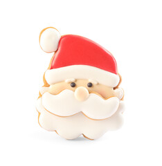 Santa Claus shaped Christmas cookie isolated on white